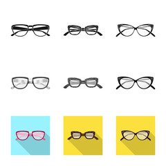 Vector design of glasses and frame symbol. Collection of glasses and accessory stock symbol for web.