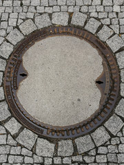 Manhole cover on the street