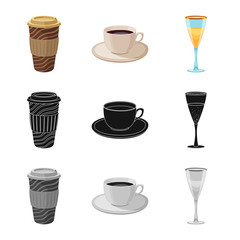 Vector design of drink and bar logo. Collection of drink and party stock vector illustration.