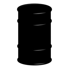 Oil barrel. Vector illustration black oil barrel drums with labels.