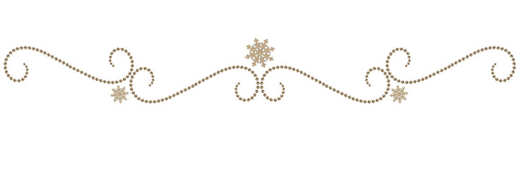 Christmas garlands with silver beads in a line arrangement