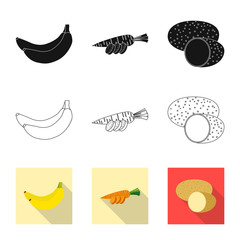 Naklejka premium Isolated object of vegetable and fruit logo. Set of vegetable and vegetarian stock symbol for web.