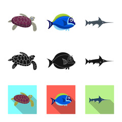Fototapeta premium Vector illustration of sea and animal icon. Set of sea and marine vector icon for stock.