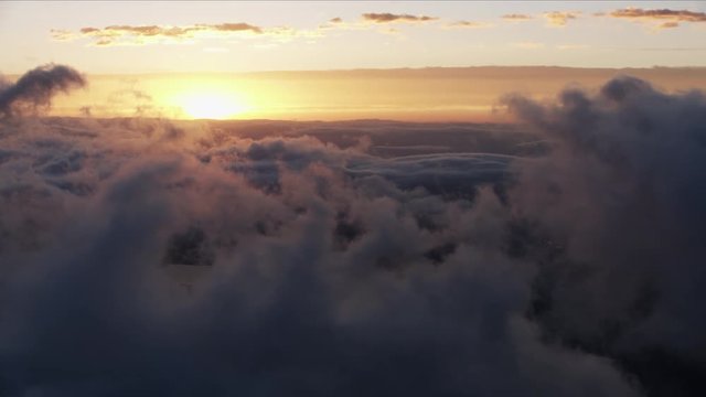 Aerial sunrise cloud view Yellowstone National Park USA