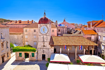 UNESCO Town of Trogir main square panoramic view - obrazy, fototapety, plakaty