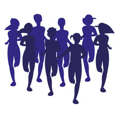 People silhouettes running design