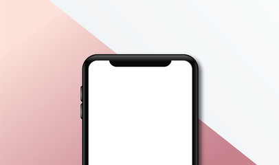 Modern frameless smartphone Mock up with blank white screen.