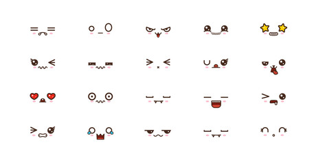 Kawaii smile emoticons. Japanese emoji