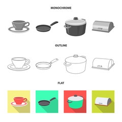 Obraz premium Isolated object of kitchen and cook sign. Collection of kitchen and appliance vector icon for stock.