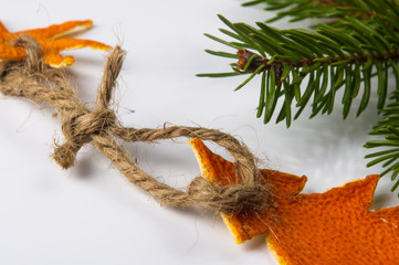 Christmas decorations hand made from tangerine peel
