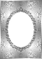 silver background with decorative frame and transparent space insert for picture