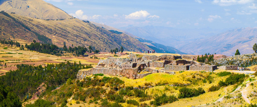 Puca Pucara ruins near Cuzco City, Peru. Panoramic view.