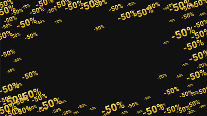 7512478 Percent Sings on Dark Background. Black Poster with Silver Percent Sings and Snowflakes. Vector Discount Sale Background.