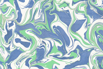 Colorful marble ink paper textures on white background. Chaotic abstract organic design. 