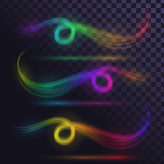 Abstract rainbow elements, glowing swirls