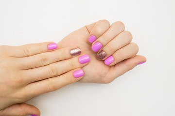 Obraz na płótnie Canvas Nails . Manicure, pedicure beauty salon concept hands,