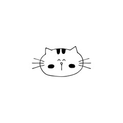 Vector hand drawn icon, head of a cat. Logo element for pets related business.