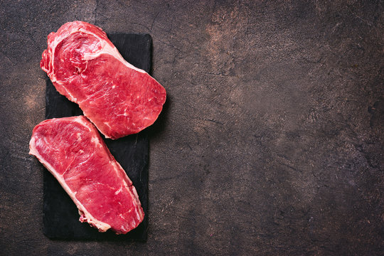 Two peaces of beaf steak seeing from above