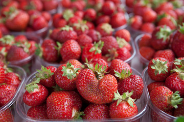 Fresh juicy strawberry on the market