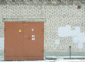 Electrical substation brick energy industry, brick transformer building.