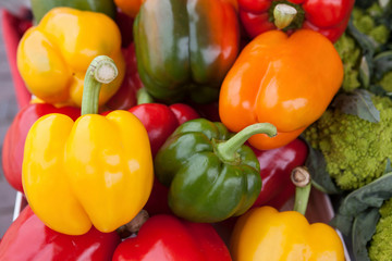 Fresh sweet peppers at the market