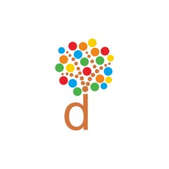 Tree Leaf D Initial Letter Logo Vector