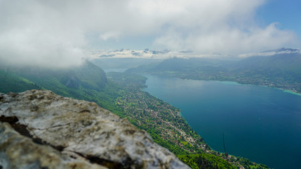 Annecy lake view from alps mountains