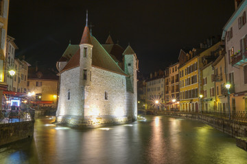 Annecy castle at night