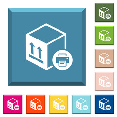 Print package information white icons on edged square buttons