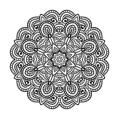 Adult coloring page. Mandala vector.