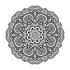 Adult coloring page. Mandala vector.