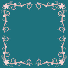vector frame with curls and flowers on blue background. eps8