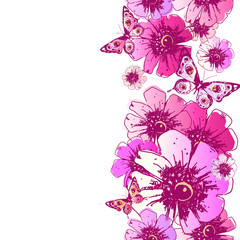 beautiful pink  rose, flowers isolated on a white background,, vintage postal