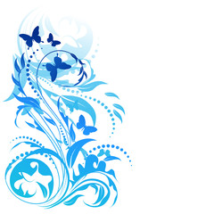 beautiful blue butterflies, isolated  on a white