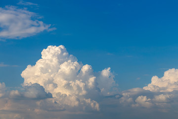 Blue sky landscape with white clouds and overcast.