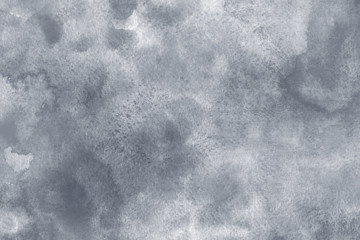 Silver watercolor background on white paper. Paint leaks and ombre effects.