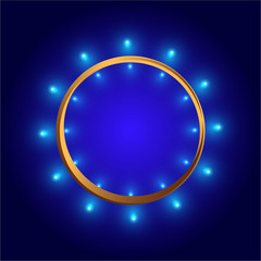 Vector round frame  shining circle banner illustration for web and print, bright background , motion magic circle blue violet