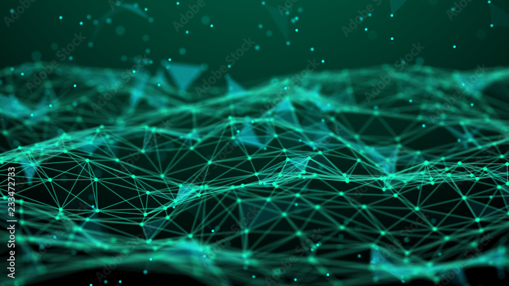 Poster Abstract technology background. Network connection. Artificial intelligence. Science background. Big data digital background. 4k rendering.