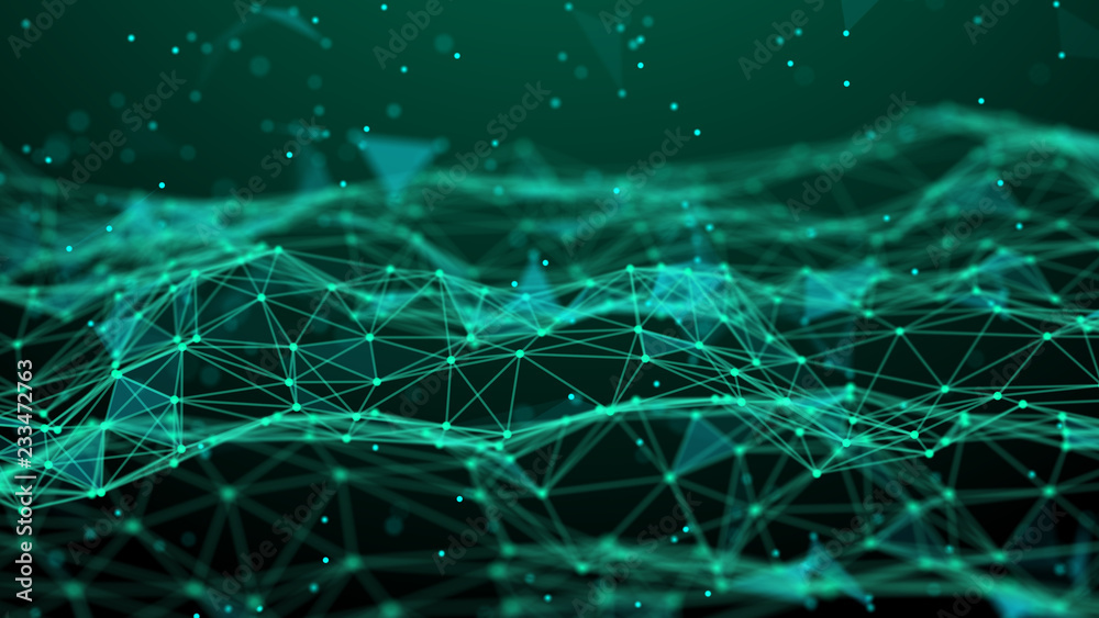 Poster Abstract technology background. Network connection. Artificial intelligence. Science background. Big data digital background. 4k rendering.