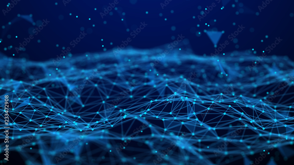 Aufkleber Abstract technology background. Network connection. Artificial intelligence. Science background. Big data digital background. 4k rendering.