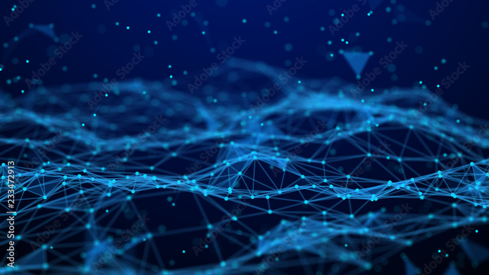 Poster Abstract technology background. Network connection. Artificial intelligence. Science background. Big data digital background. 4k rendering.