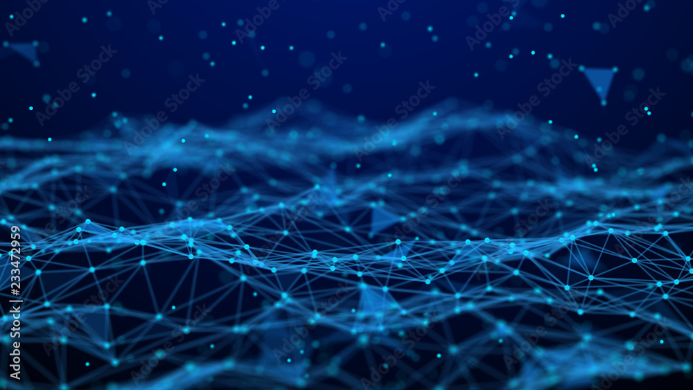 Poster Abstract technology background. Network connection. Artificial intelligence. Science background. Big data digital background. 4k rendering.