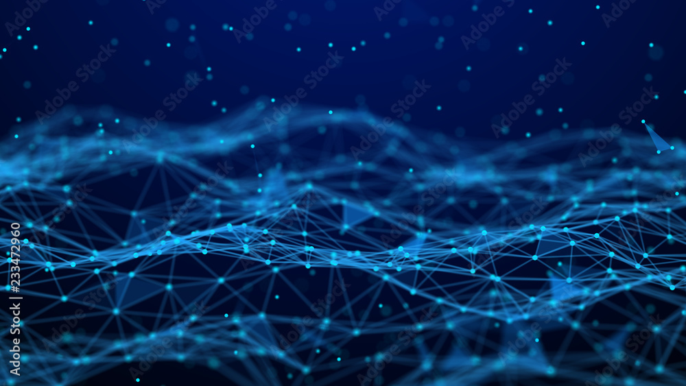 Fototapete Abstract technology background. Network connection. Artificial intelligence. Science background. Big data digital background. 4k rendering.