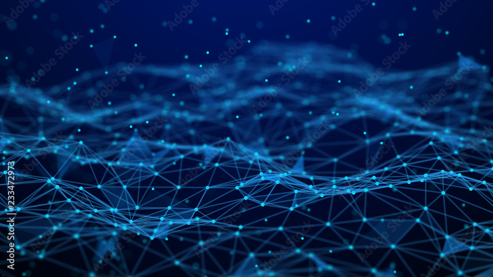 Poster Abstract technology background. Network connection. Artificial intelligence. Science background. Big data digital background. 4k rendering.