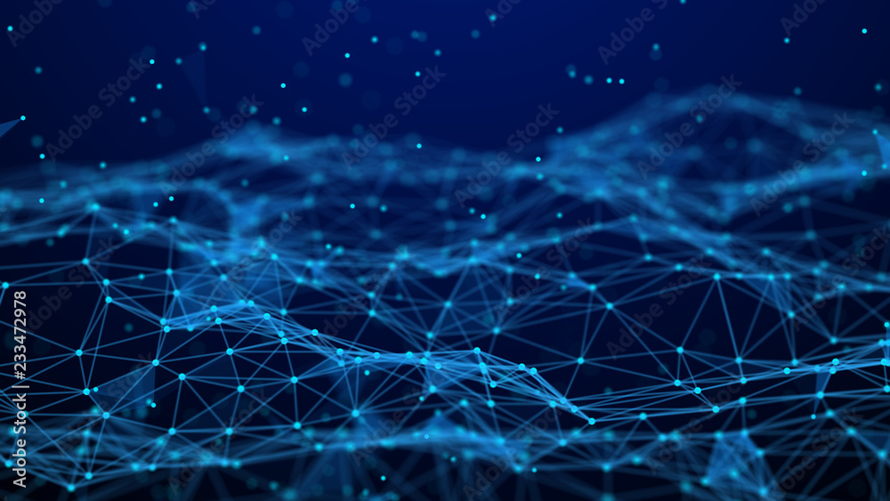 Aufkleber Abstract technology background. Network connection. Artificial intelligence. Science background. Big data digital background. 4k rendering.