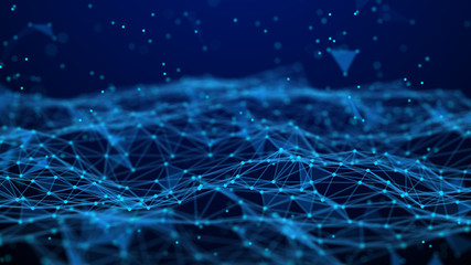 Abstract technology background. Network connection. Artificial intelligence. Science background. Big data digital background. 4k rendering.