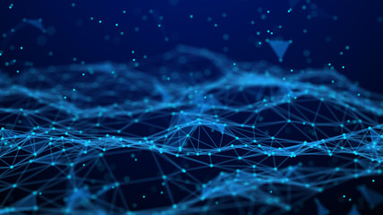 Abstract technology background. Network connection. Artificial intelligence. Science background. Big data digital background. 4k rendering.