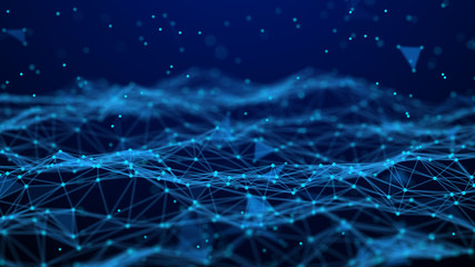 Abstract technology background. Network connection. Artificial intelligence. Science background. Big data digital background. 4k rendering.