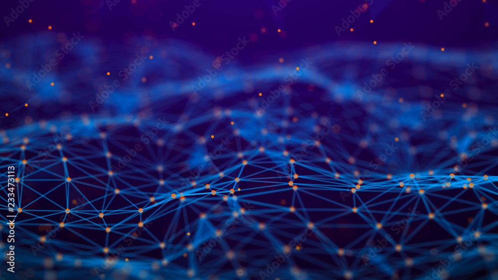 Fototapete Abstract technology background. Network connection. Artificial intelligence. Science background. Big data digital background. 4k rendering.