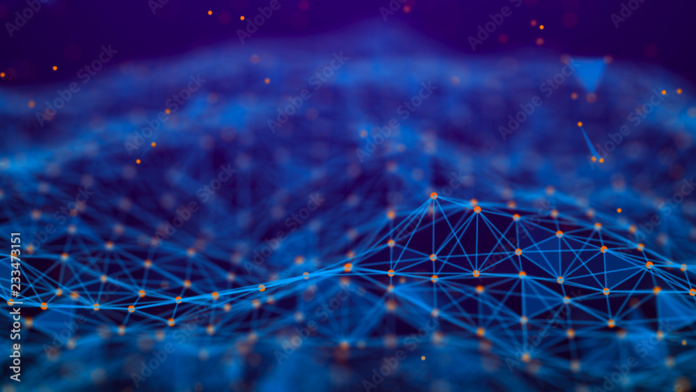 Poster Abstract technology background. Network connection. Artificial intelligence. Science background. Big data digital background. 4k rendering.